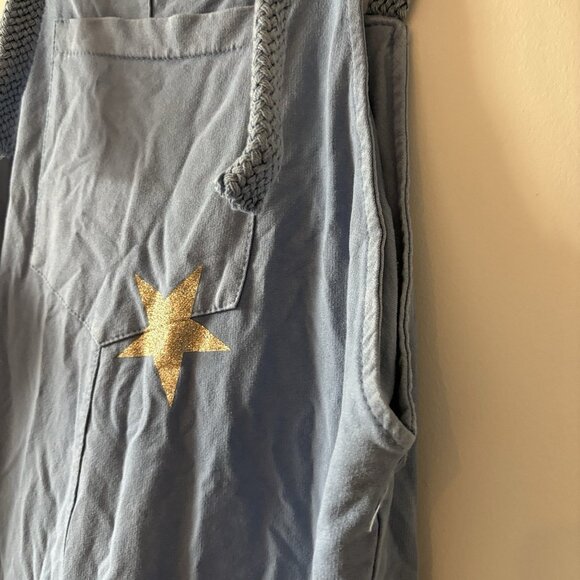 Bellavie Romper Slouch Overalls Jumpsuit Blue 100% Cotton Star L Boho Lounge - Picture 7 of 16